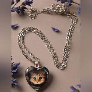 #0932 Cat heart necklace NEW jewelry